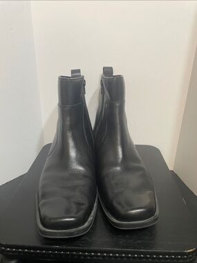 Rockport Black Leather Toloni Boots with Side Zip